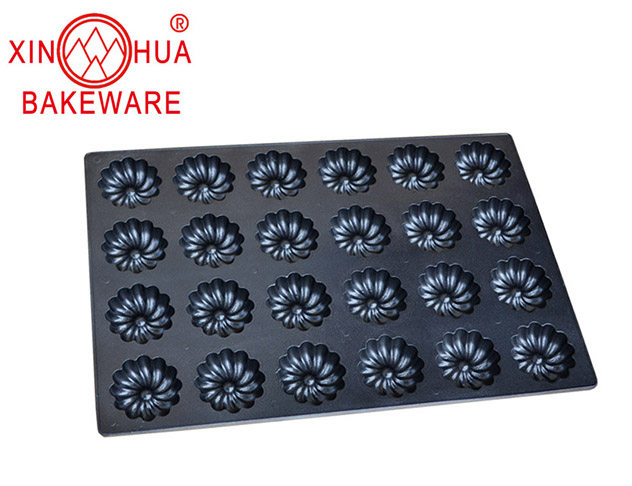 Industrial use Aluminium 24 mulit-link cake mould non stick baking tray flower shaped pan muffin cake pan